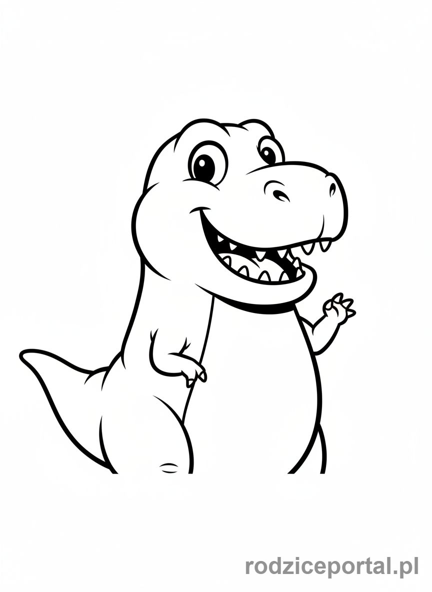 Kolorowanka Historia Dla Dzieci - Uśmiechnięty Dinozaur