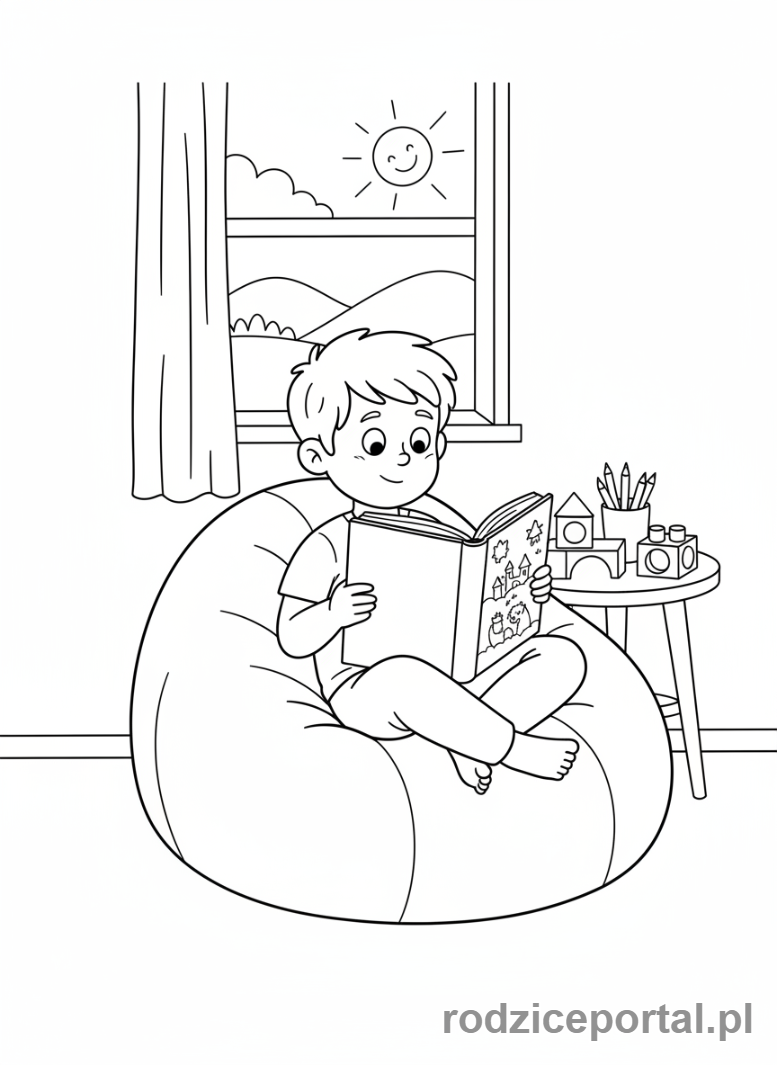 Kolorowanka Hobby Dzieci - Chłopiec czyta książkę