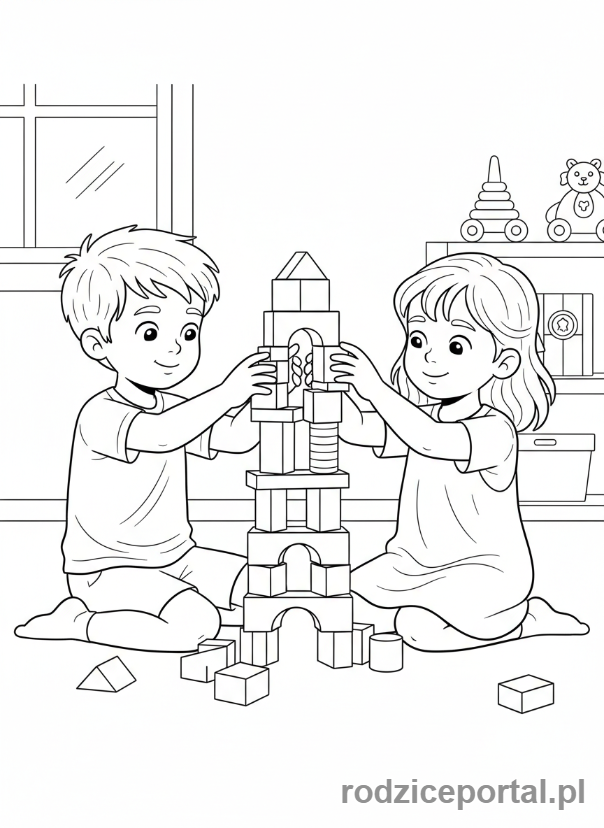 Kolorowanka Hobby Dzieci - Dzieci budują z klocków