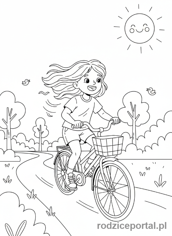 Kolorowanka Hobby Dzieci - Dziewczynka na rowerze
