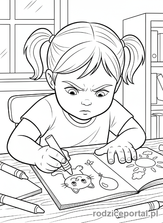 Kolorowanka Hobby Dzieci - Dziewczynka rysuje kredkami