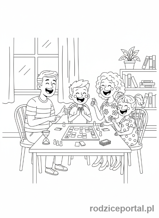 Kolorowanka Hobby Dzieci - Rodzina gra w planszówkę