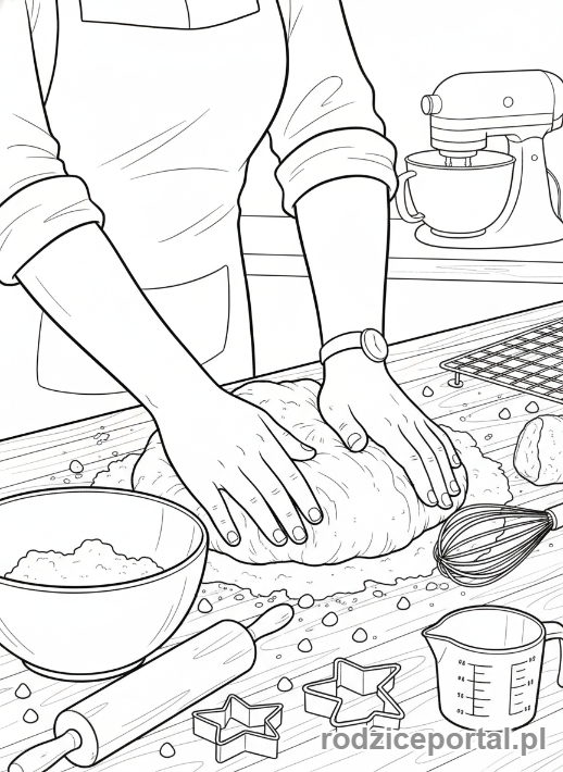 Kolorowanka Hobby - Kobieta piekąca ciastka w kuchni