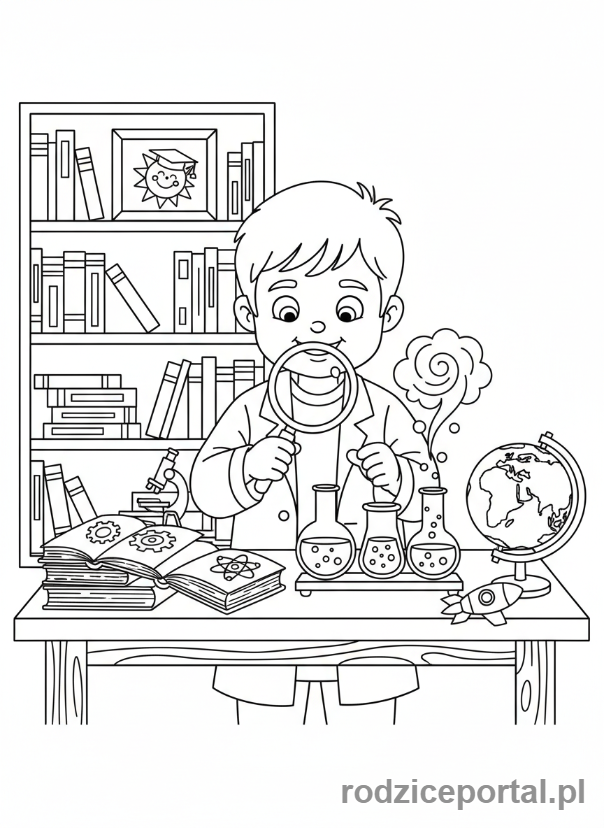 Kolorowanka Homeschooling - Dziecko eksperymentuje