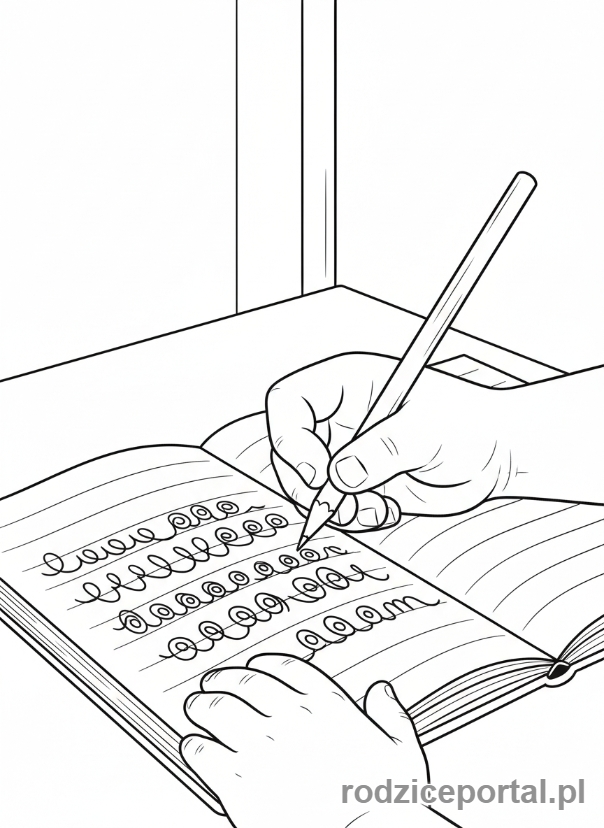Kolorowanka Homeschooling - Dziecko pisze w zeszycie