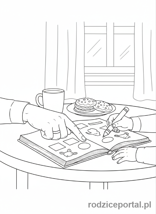 Kolorowanka Homeschooling - Rodzic uczy dziecko