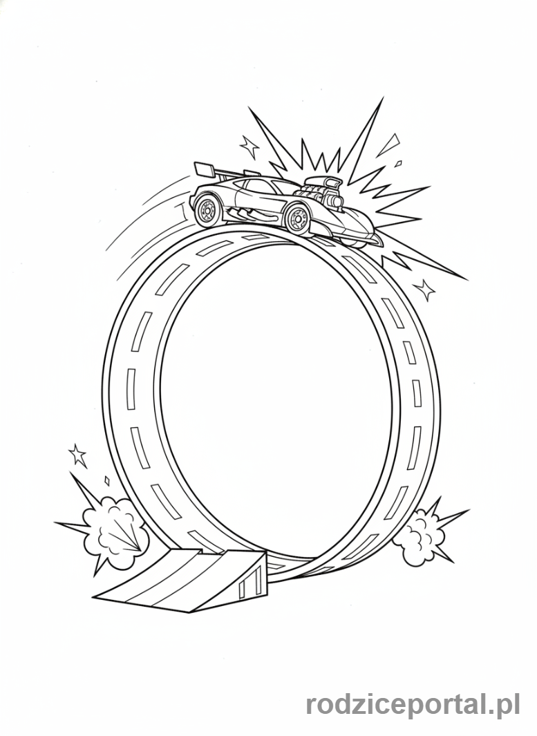 Kolorowanka Hot Wheels - Hot Wheels pętla toru
