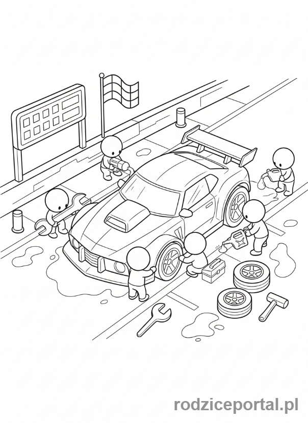 Kolorowanka Hot Wheels - Hot Wheels pit stop