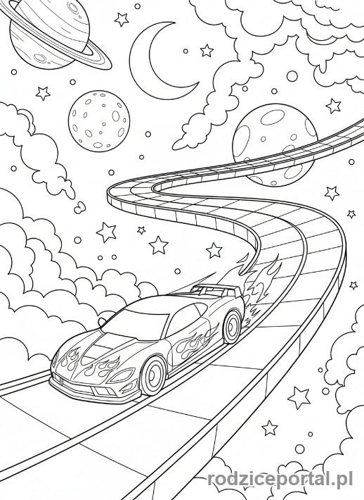 Kolorowanka Hot Wheels - Hot Wheels w kosmosie