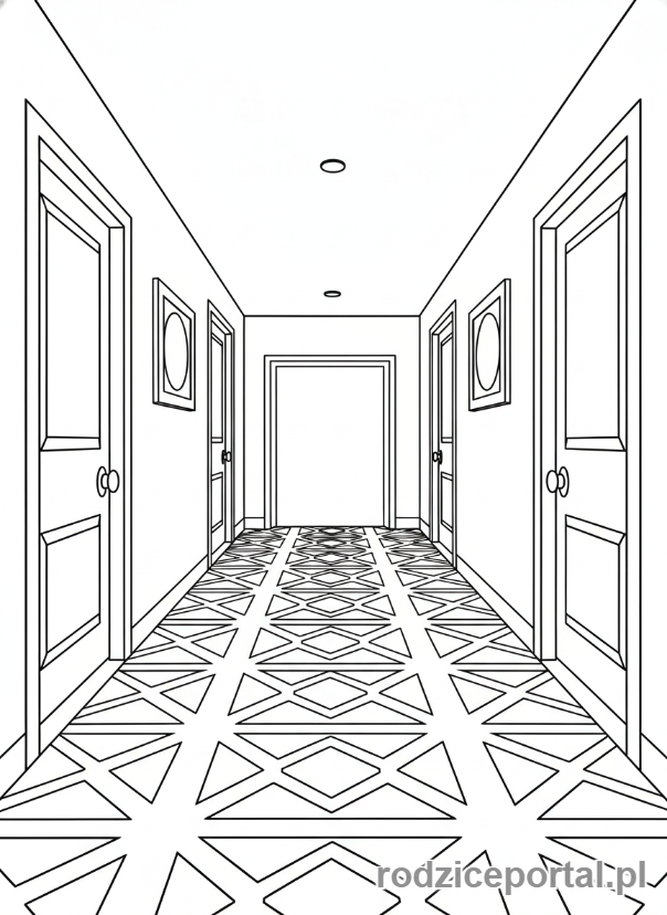 Kolorowanka Hotel - Korytarz hotelowy