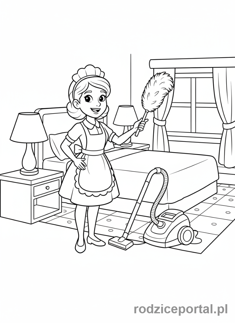 Kolorowanka Hotel - Pokojowka sprzata