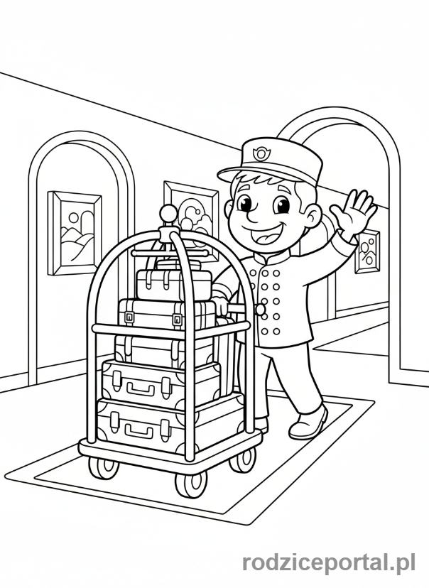 Kolorowanka Hotel - Windziarz z bagazami