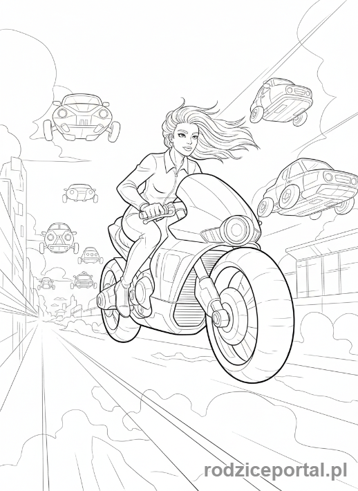 Kolorowanka Huntrix - Huntrix na motocyklu antygrawitacyjnym