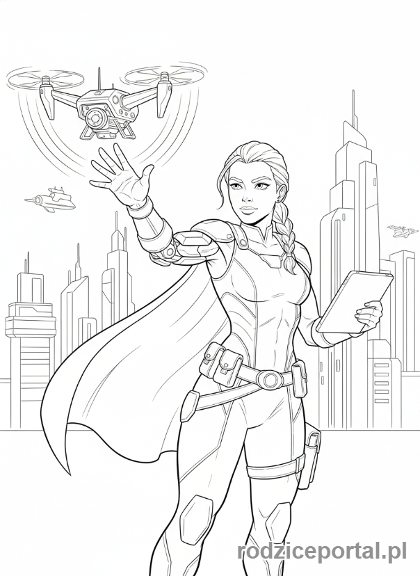 Kolorowanka Huntrix - Huntrix sterująca dronem