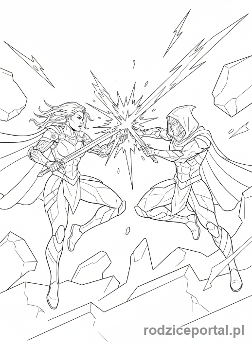 Kolorowanka Huntrix - Huntrix w walce mieczem laserowym