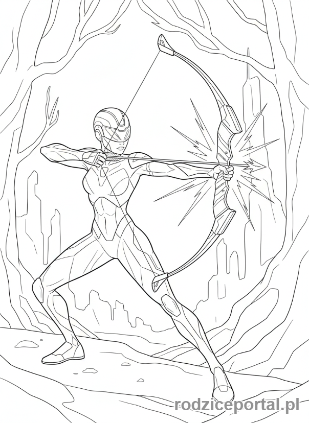 Kolorowanka Huntrix - Huntrix z technologicznym łukiem