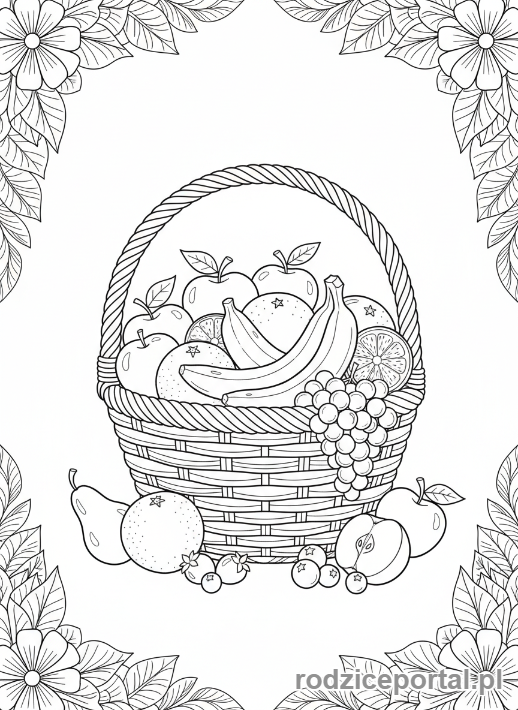 Kolorowanka Ilustracje - Kosz owocow