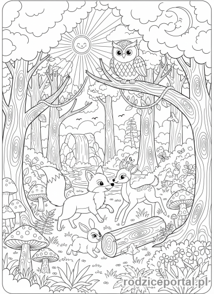 Kolorowanka Ilustracje - Lesne zwierzeta