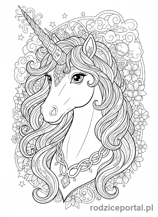 Kolorowanka Ilustracje - Magiczny jednorożec