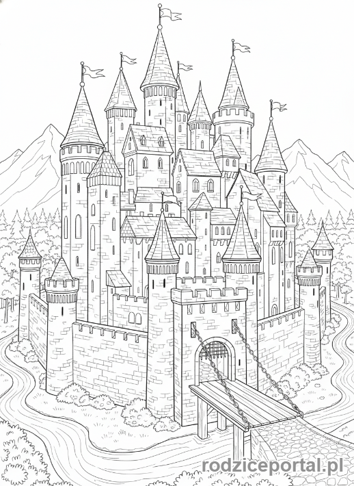 Kolorowanka Ilustracje - Stary zamek