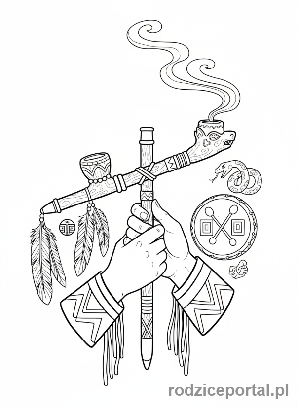 Kolorowanka Indiańskie - Fajka pokoju