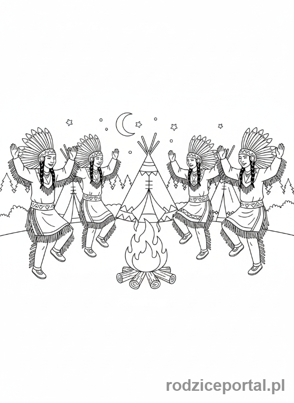 Kolorowanka Indiańskie - Taniec rytualny