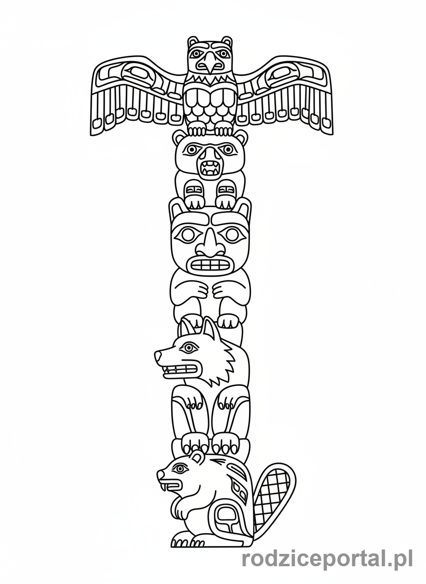Kolorowanka Indiańskie - Totem