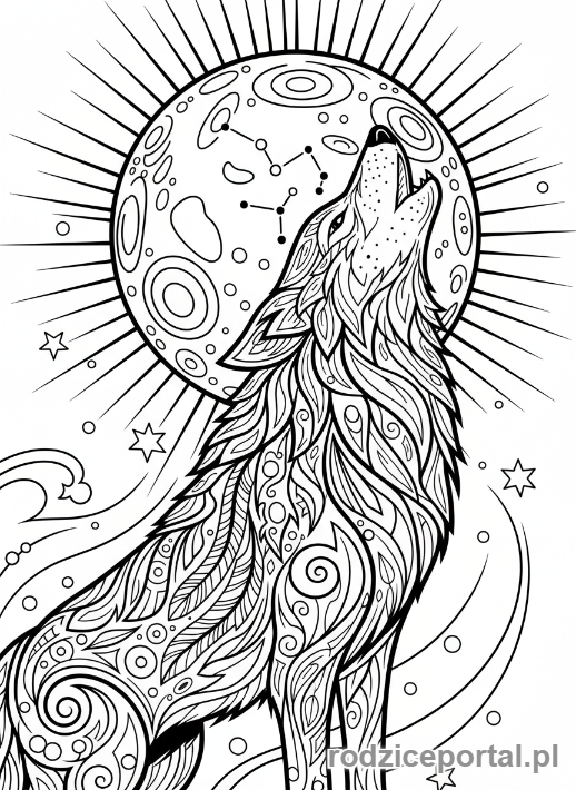 Kolorowanka Indiańskie - Wilk duchowy