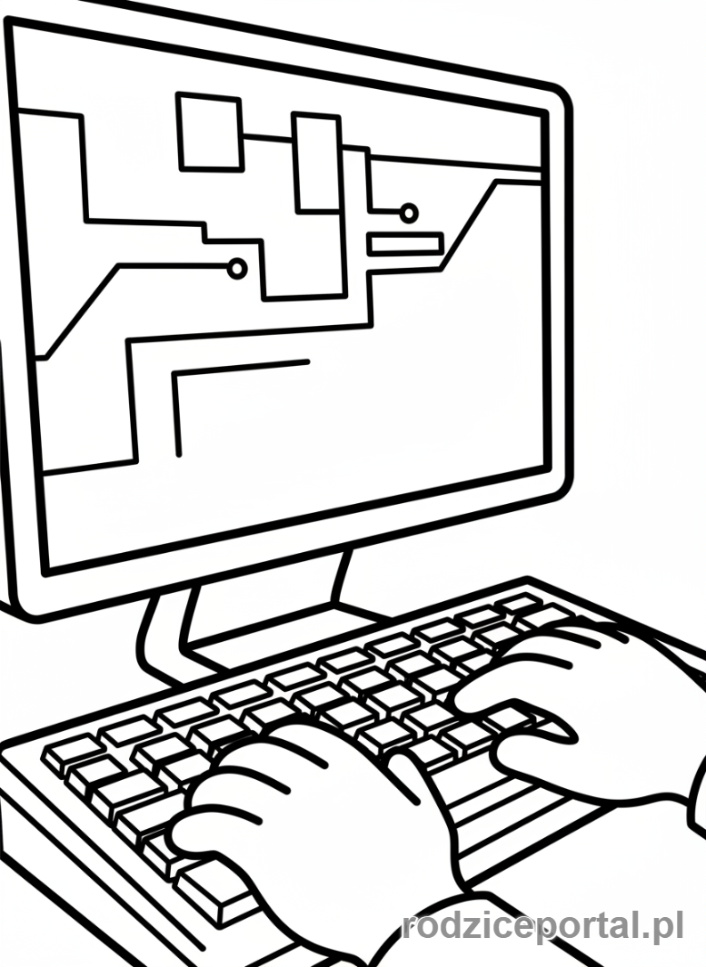 Kolorowanka Informatyk - Ręce na klawiaturze