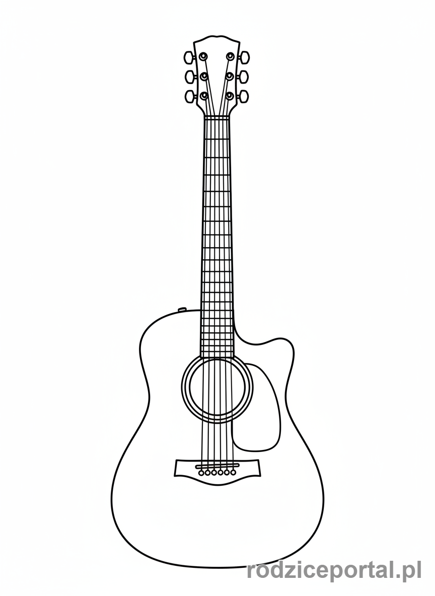 Kolorowanka Instrumenty Muzyczne - Gitara_akustyczna_stojaca