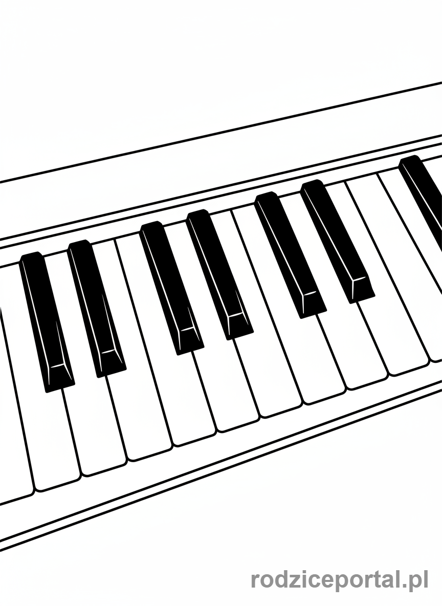 Kolorowanka Instrumenty Muzyczne - Klawisze_fortepianu_zblizenie