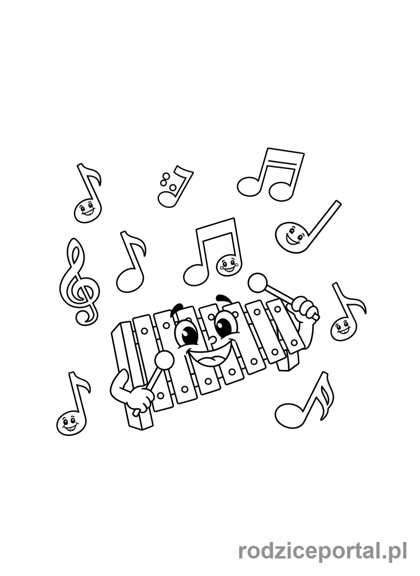 Kolorowanka Instrumenty Muzyczne - Ksylofon_z_mloteczkiem