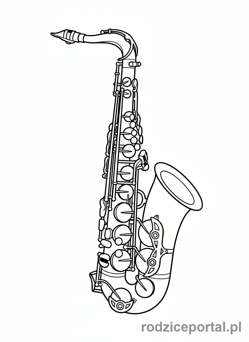 Kolorowanka Instrumenty Muzyczne - Saksofon_detal