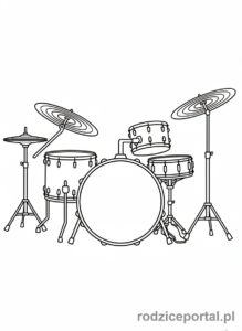 Kolorowanka Instrumenty Muzyczne - Zestaw_perkusyjny_prosty