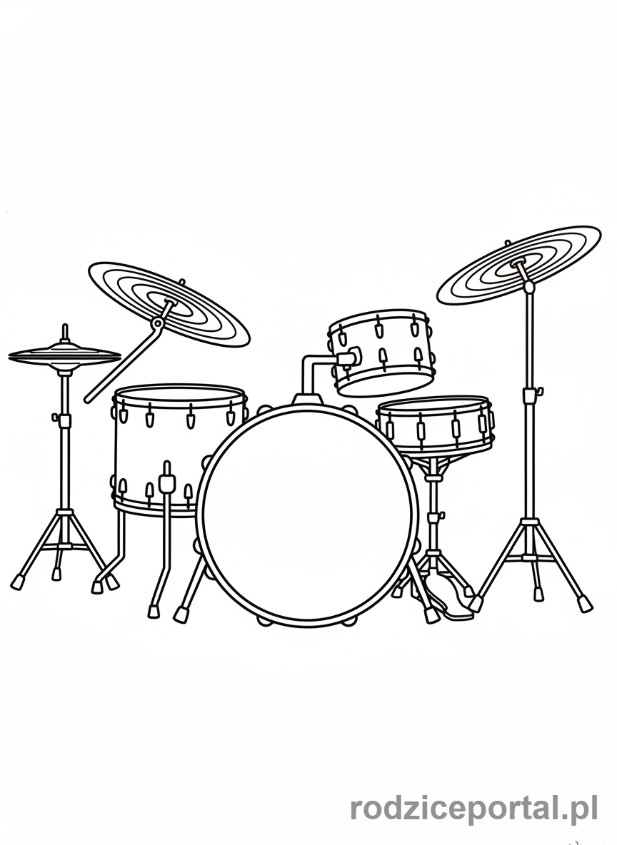 Kolorowanka Instrumenty Muzyczne - Zestaw_perkusyjny_prosty