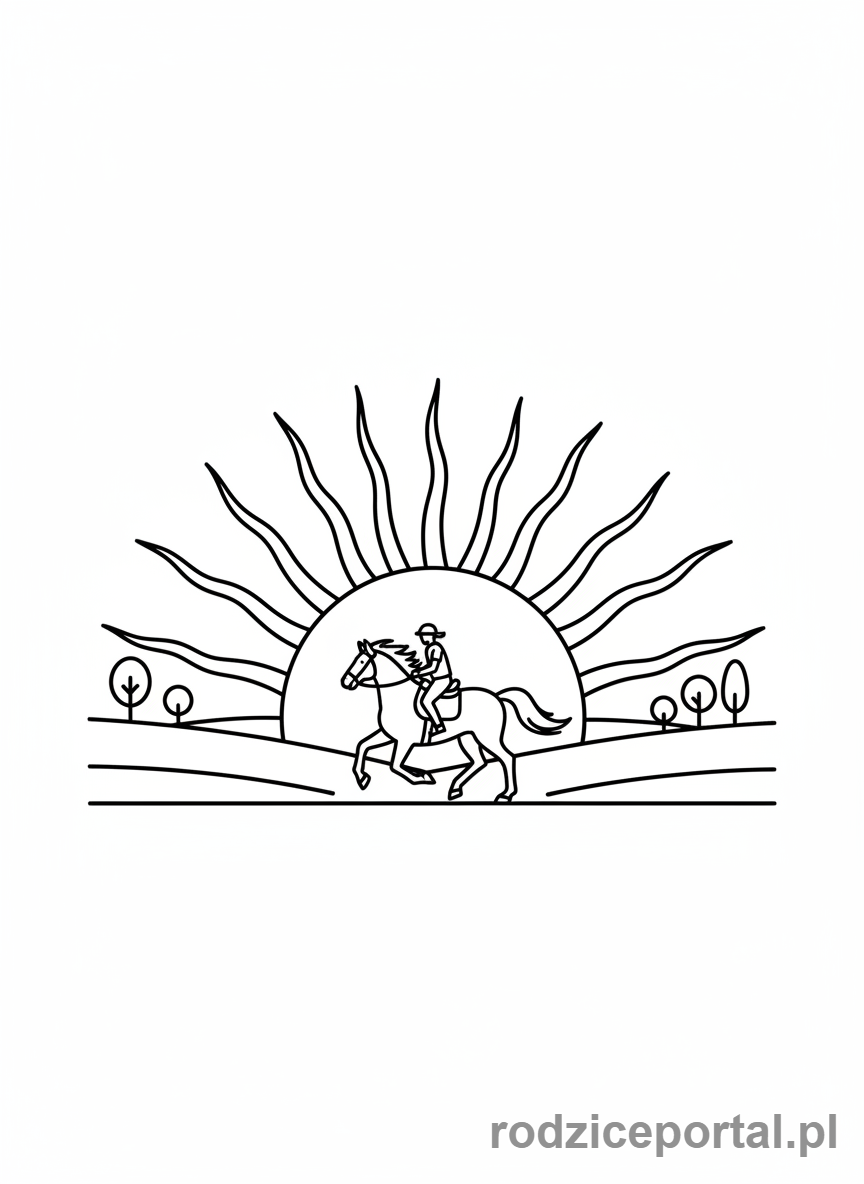 Kolorowanka Jazda Konna - Jazda konna o zachodzie słońca