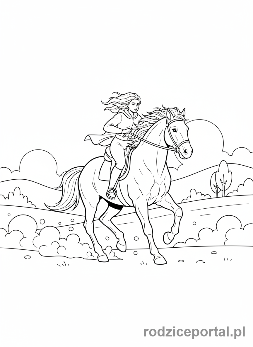 Kolorowanka Jazda Konna - Jeździec galopujący