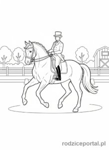 Kolorowanka Jazda Konna - Koń w ujeżdżeniu