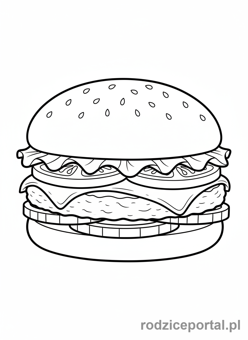 Kolorowanka Jedzenie - Hamburger