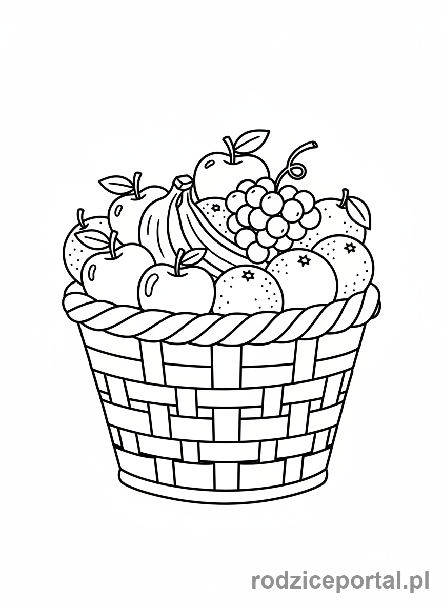Kolorowanka Jedzenie - Kosz owoców