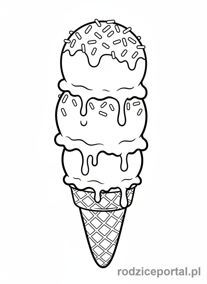 Kolorowanka Jedzenie - Lody w rożku
