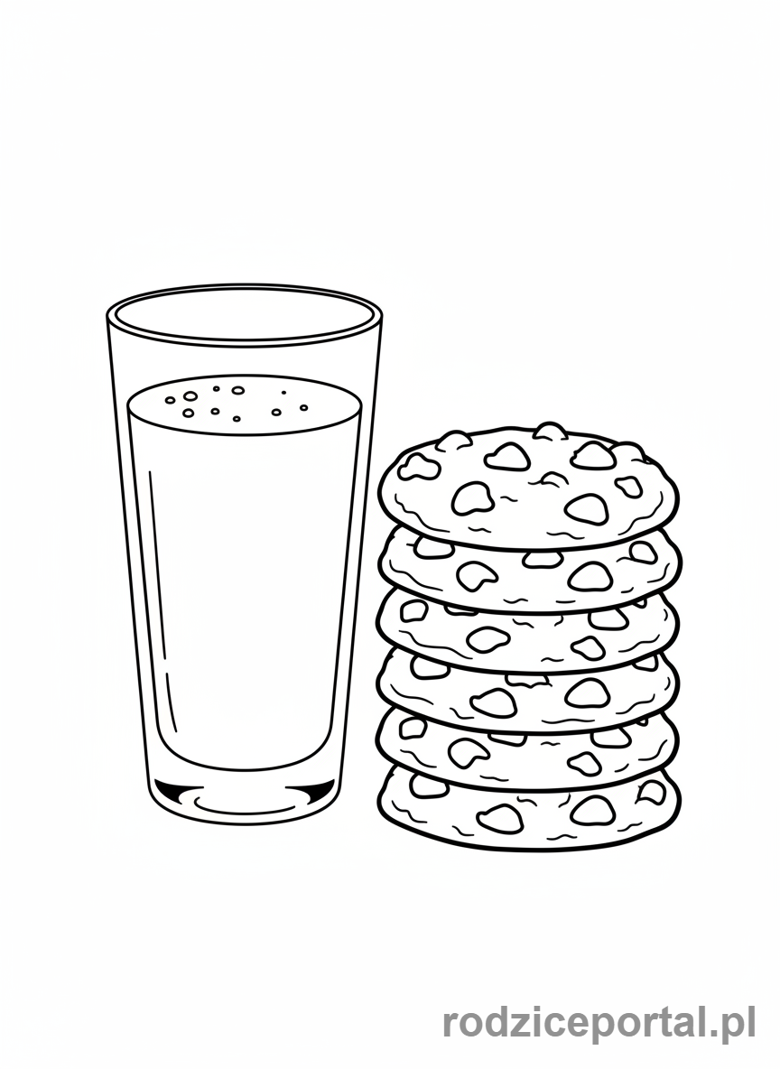 Kolorowanka Jedzenie - Mleko i ciastka