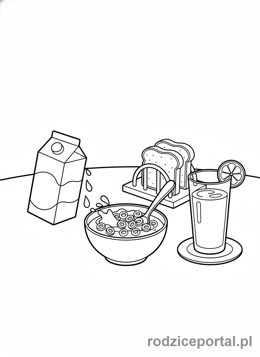 Kolorowanka Jedzenie - Stół śniadaniowy