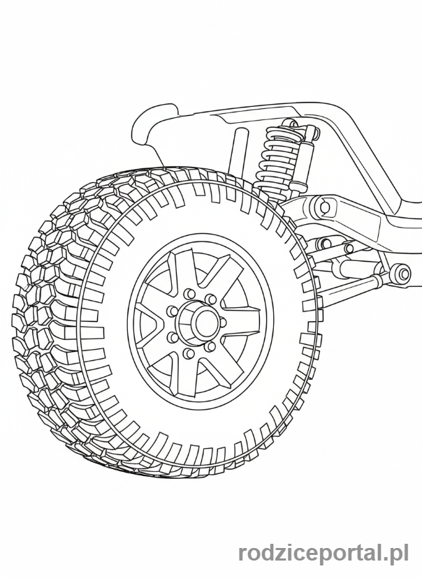 Kolorowanka Jeep - Zbliżenie koła Jeepa