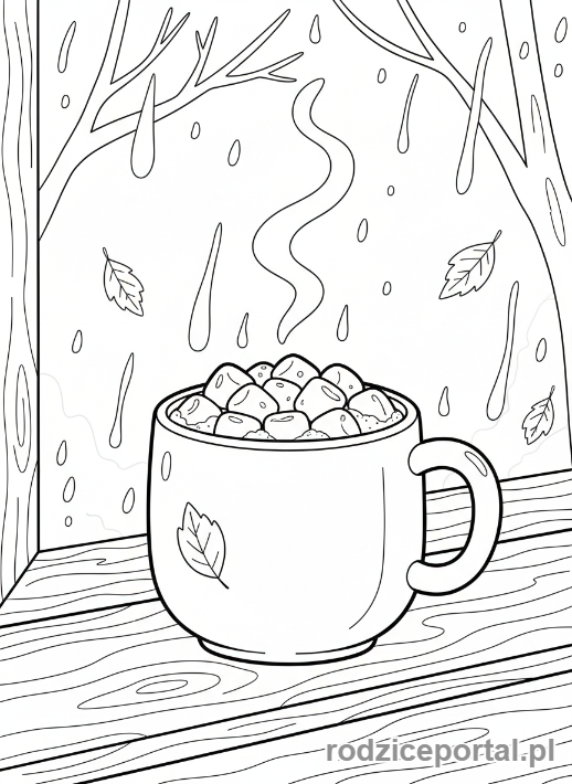 Kolorowanka Jesień - Goraca czekolada