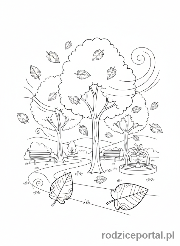 Kolorowanka Jesień - Spadajace liscie