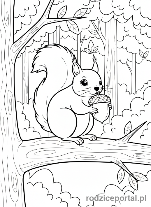 Kolorowanka Jesień - Wiewiorka z zoledziem