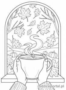 Kolorowanka Jesienne - Herbata na jesień