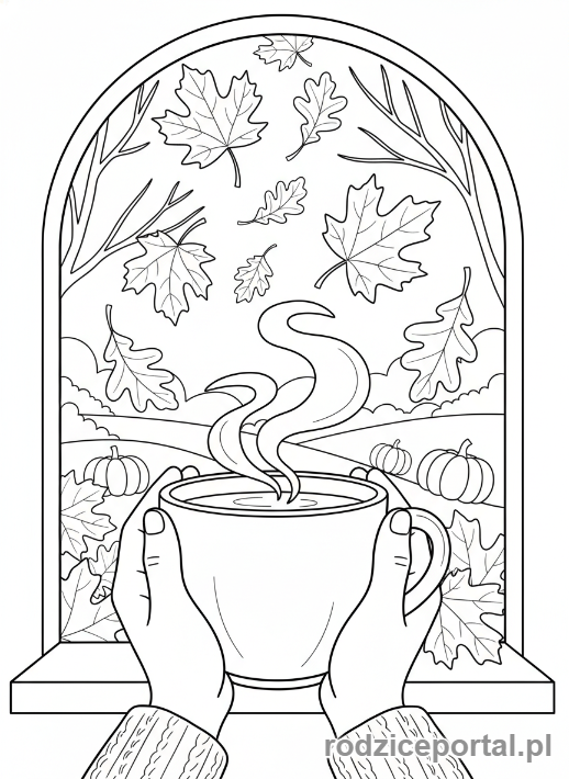 Kolorowanka Jesienne - Herbata na jesień