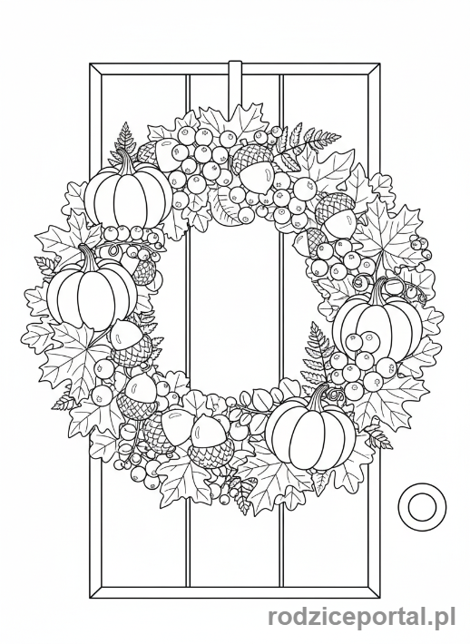 Kolorowanka Jesienne - Jesienny wieniec